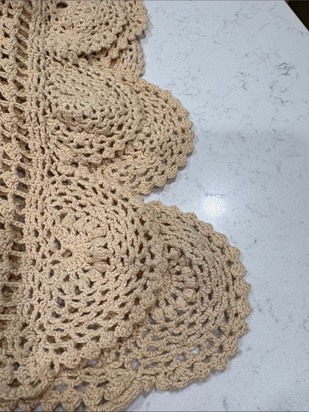 Hand-Crocheted Cream Coverlet - Elegant Floral Design - Picture 4 of 4